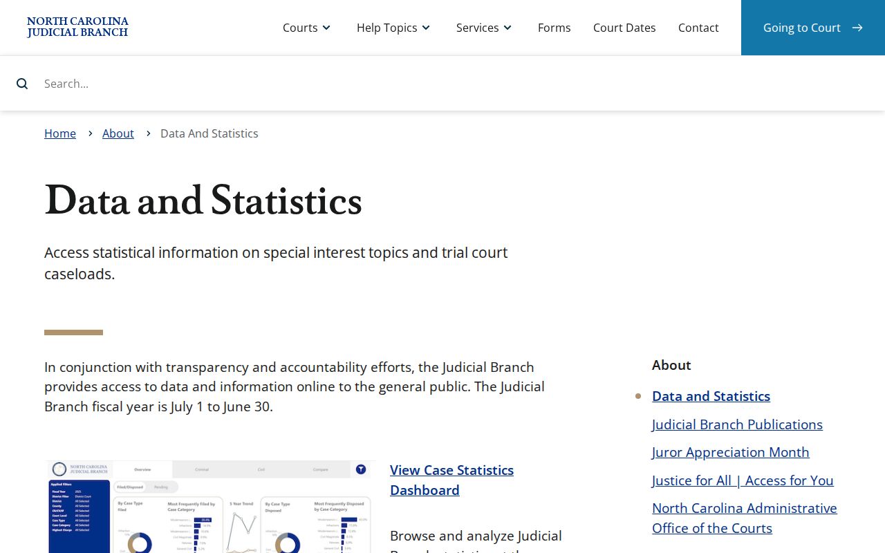Aulander court docket county-level statistics context from the North Carolina Judicial Branch