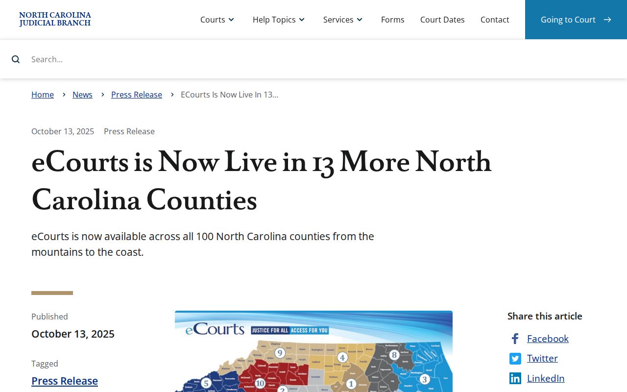 Bertie County case search statewide eCourts completion