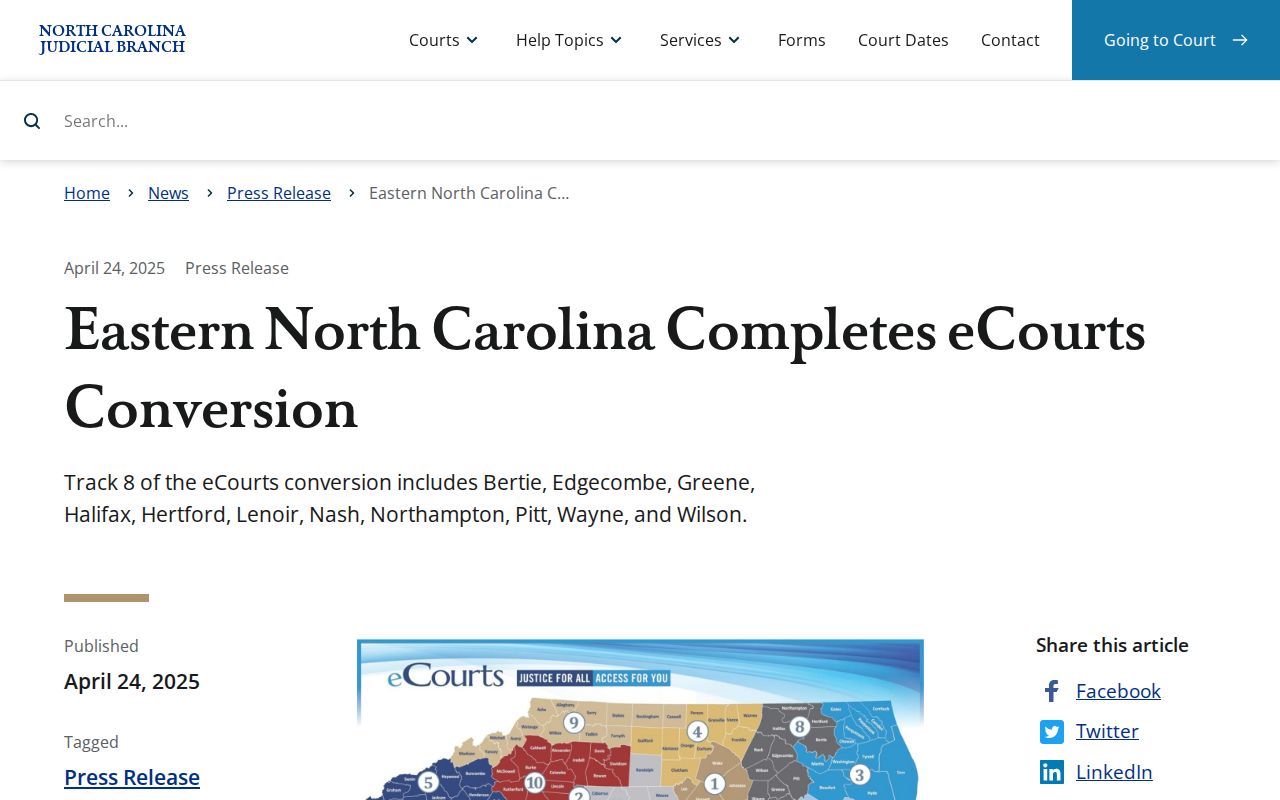 Bertie County court calendar eastern eCourts conversion