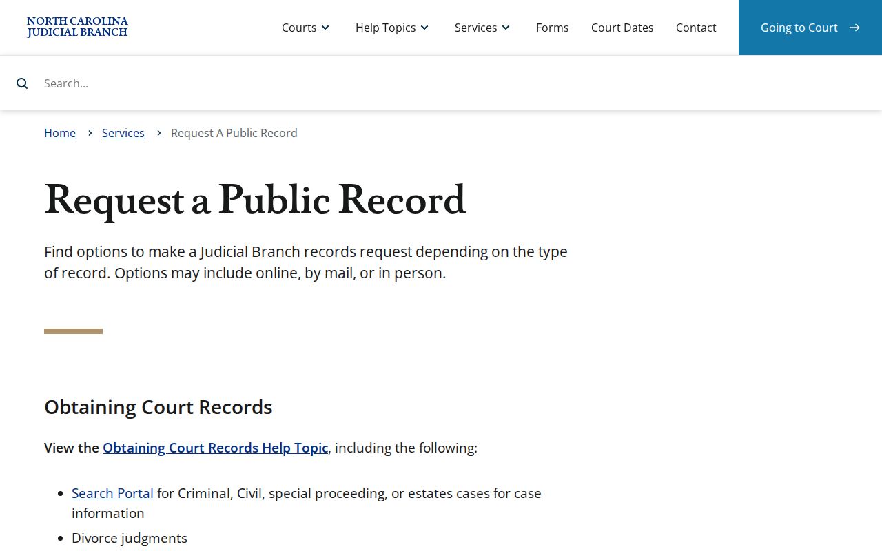 Bertie County court records public-record request information