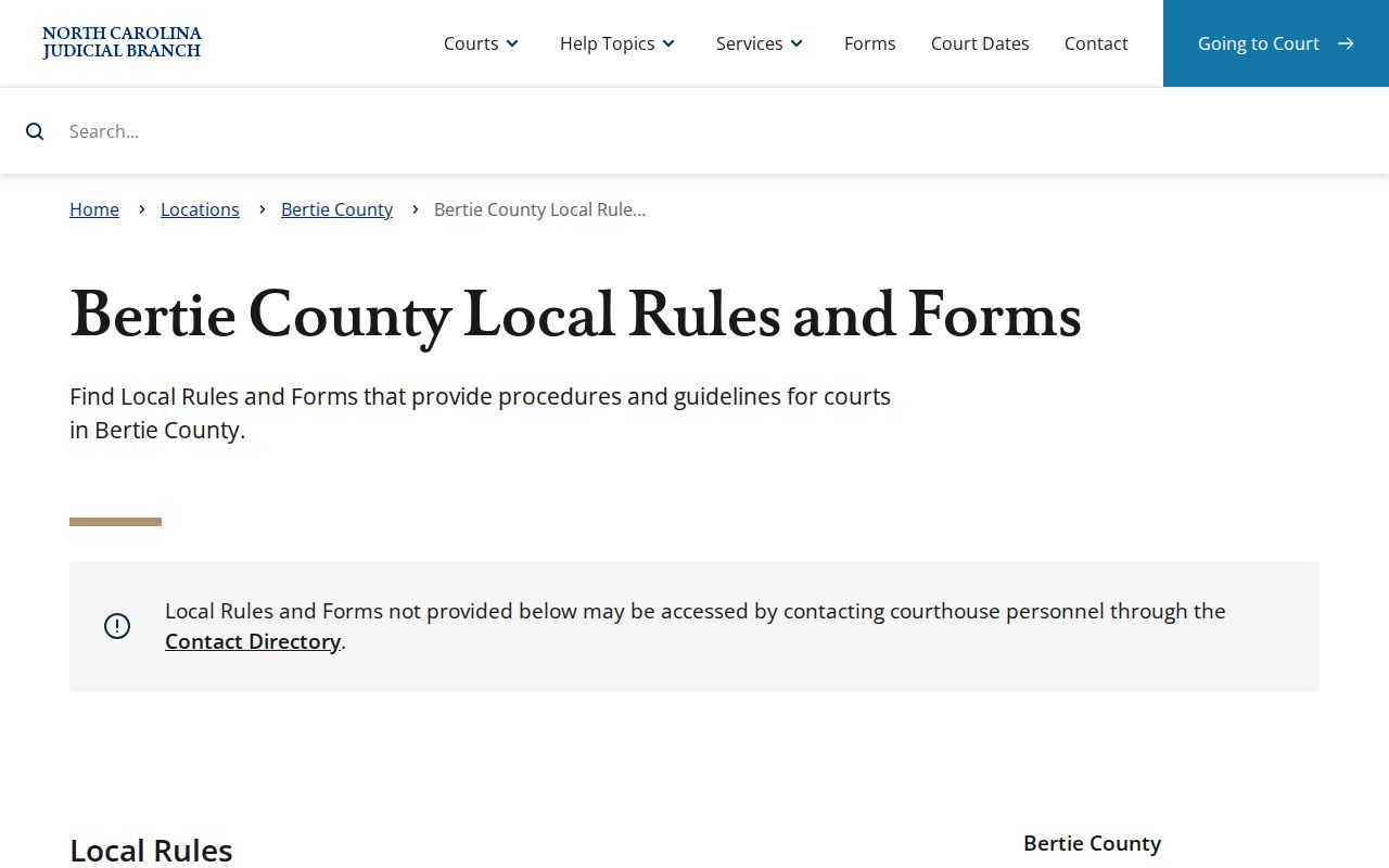 Bertie County criminal docket local rules source