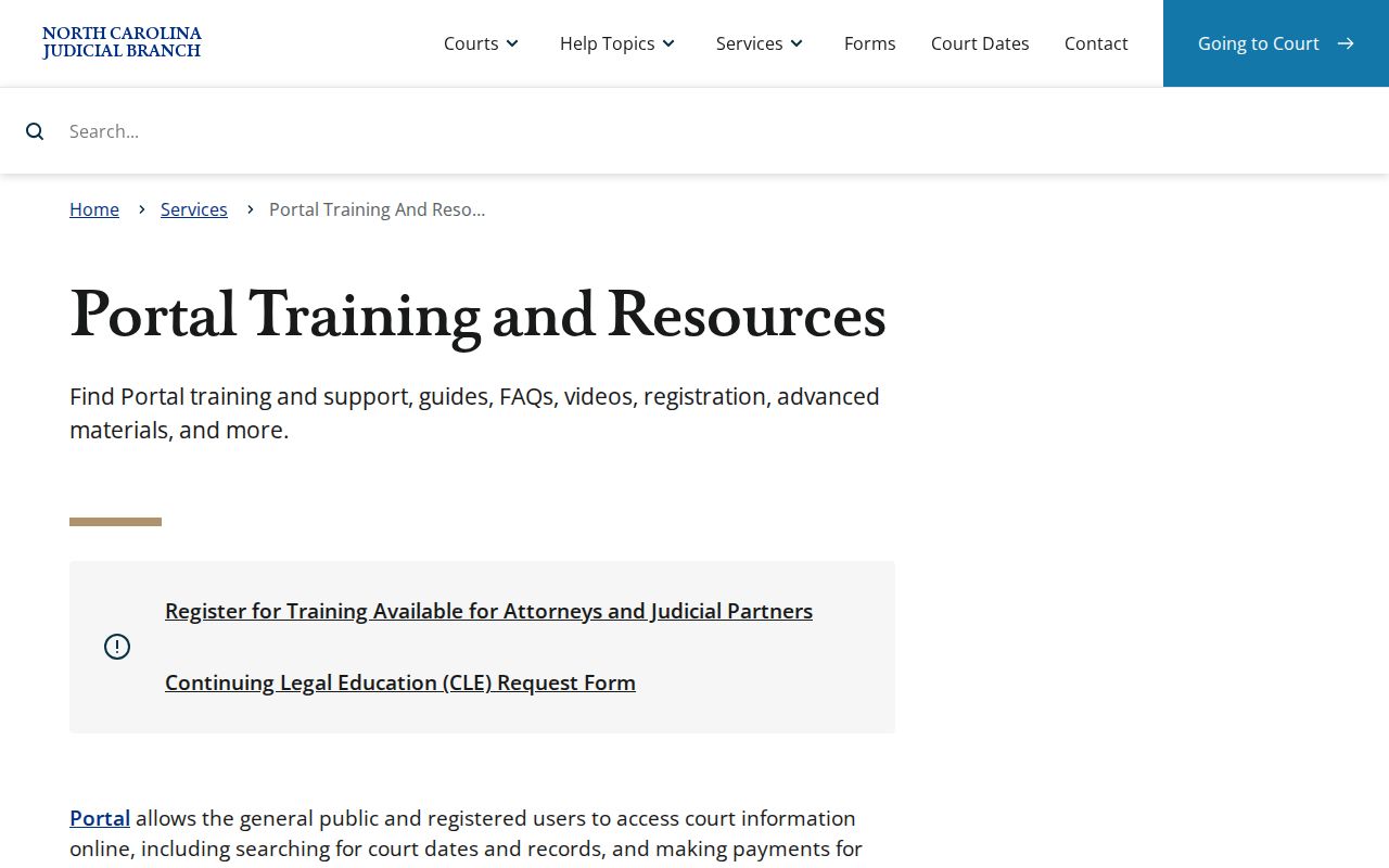 Bertie County court docket Portal training resources