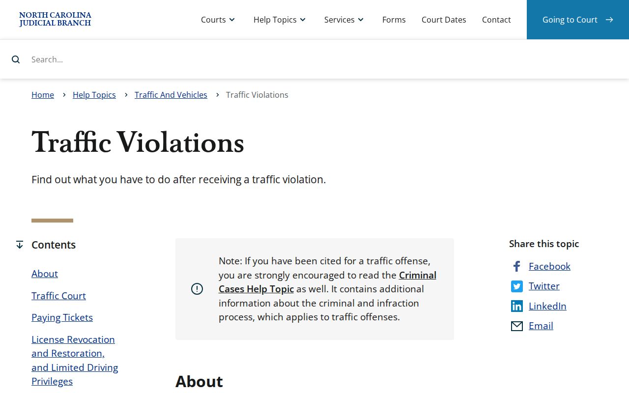 Bertie County traffic court records and North Carolina traffic violation options